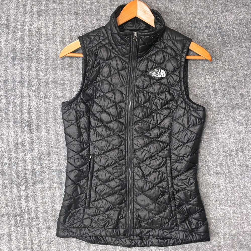 The North Face Thermoball Vest Womens XS Black Quilted Puffer Full Zip C777